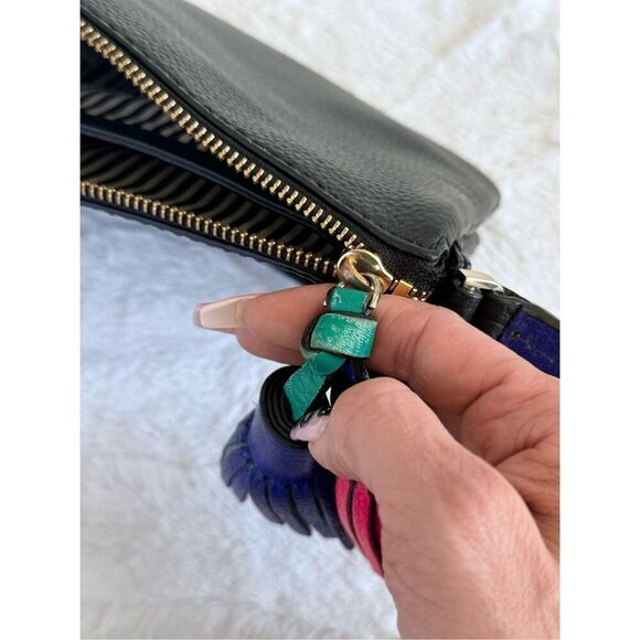 Kate Spade Black 100% Leather Crossbody Purse With Leather Tassels - Picture 9 of 15